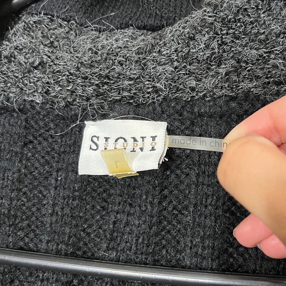 Sioni Studio Black Gray Patchwork Knit Cardigan S… - image 7